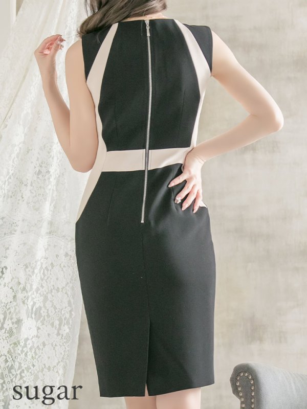 画像14: 【ERUKEI エルケイ】バイカラー/ ノースリーブ/ タイト/ ミニドレス/ キャバドレス[OF2]