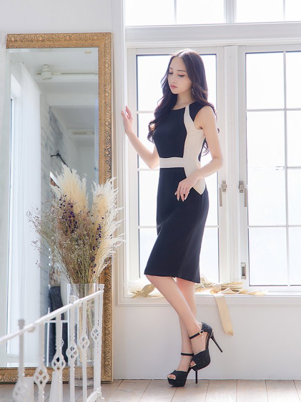 画像8: 【ERUKEI エルケイ】バイカラー/ ノースリーブ/ タイト/ ミニドレス/ キャバドレス[OF2]