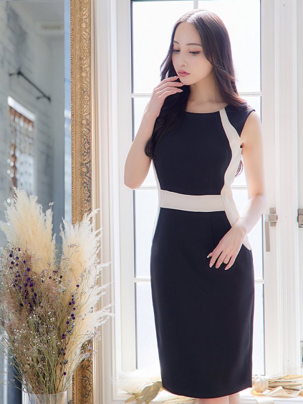 画像10: 【ERUKEI エルケイ】バイカラー/ ノースリーブ/ タイト/ ミニドレス/ キャバドレス[OF2]