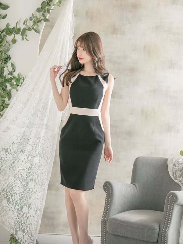 画像11: 【ERUKEI エルケイ】バイカラー/ ノースリーブ/ タイト/ ミニドレス/ キャバドレス[OF2]