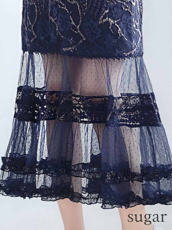 画像31: XS-Lサイズあり【SETTAN/セッタン】フラワーレース/ リボンネック/ フリル/ マキシ丈/ワンピース/ミニドレス/ キャバドレス[OF2]