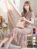 XS-Lサイズあり【SETTAN/セッタン】フラワーレース/ リボンネック/ フリル/ マキシ丈/ワンピース/ミニドレス/ キャバドレス[OF2]　ブラウン