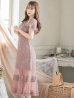 画像27: XS-Lサイズあり【SETTAN/セッタン】フラワーレース/ リボンネック/ フリル/ マキシ丈/ワンピース/ミニドレス/ キャバドレス[OF2]