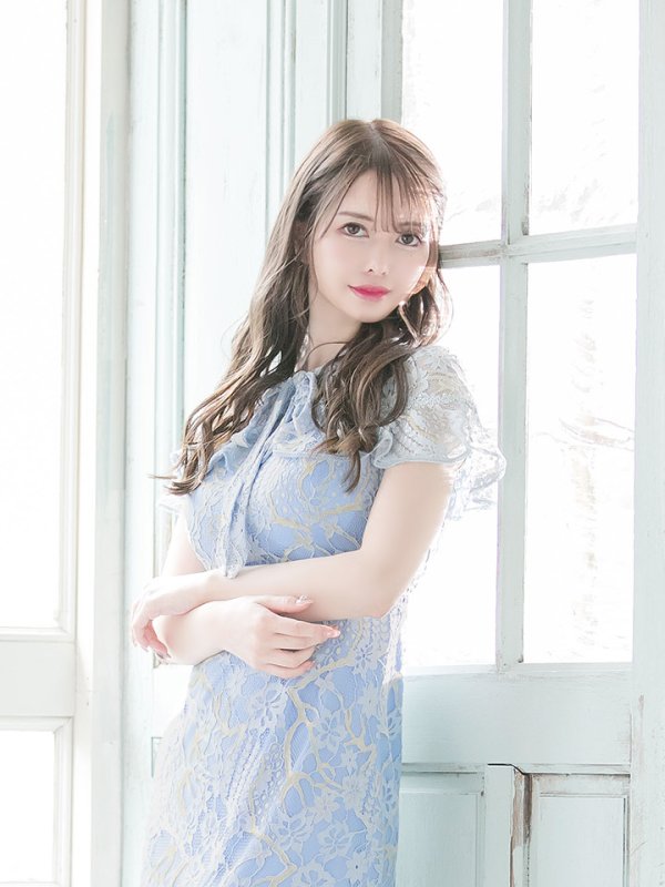 画像11: XS-Lサイズあり【SETTAN/セッタン】フラワーレース/ リボンネック/ フリル/ マキシ丈/ワンピース/ミニドレス/ キャバドレス[OF2]