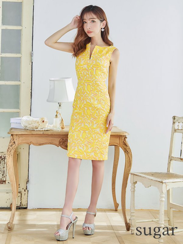 画像7: XS-Lサイズあり【SETTAN/セッタン】ノースリーブ/ バストカットデザイン/ タイト/ ひざ丈/ ワンピース/ ミディアムドレス/ キャバドレス[OF2]