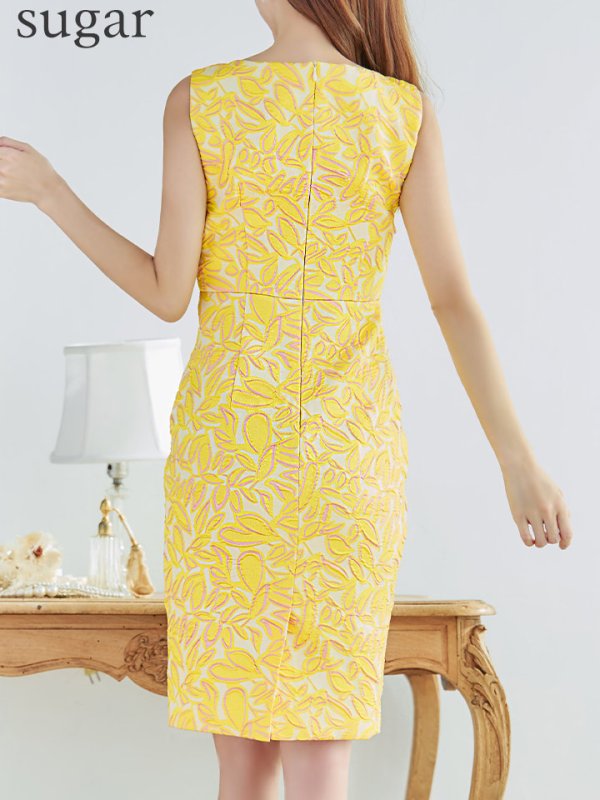 画像9: XS-Lサイズあり【SETTAN/セッタン】ノースリーブ/ バストカットデザイン/ タイト/ ひざ丈/ ワンピース/ ミディアムドレス/ キャバドレス[OF2]