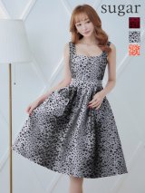 XS-Lサイズあり 【GINZA COUTURE/銀座クチュール】レオパード柄/ ポケット付き/ ビスチェ/ ジャガード/ フレア/ Aライン/ ひざ丈/ ミディアム/ ワンピース/ キャバドレス[OF2]