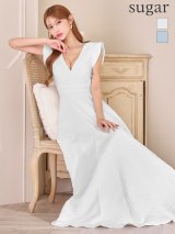 XS-Lサイズあり【SETTAN/セッタン】ワンカラー/ Vネック/ ジャガード/ Aライン/ ロング/ キャバドレス long[OF2]