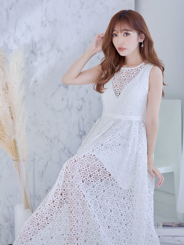 画像11: XS-Lサイズあり【SETTAN/セッタン】総レース/ ノースリーブ/ Aライン/ ロングドレス/ キャバドレスlong[OF2]