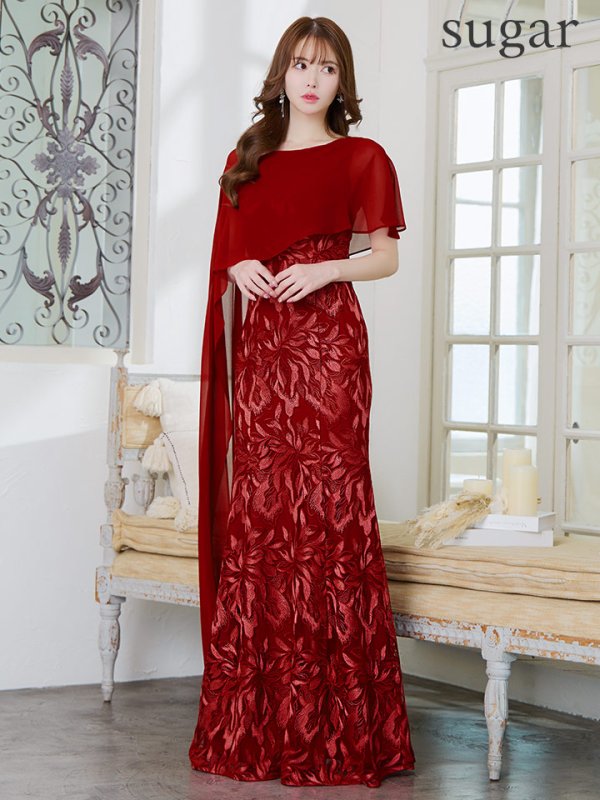 画像27: XS-Lサイズあり【SETTAN/セッタン】マーメイド/ ワンカラー/ レース/ ケープ風/ ロングスリープ/ ロングドレス / キャバドレス long[OF2]