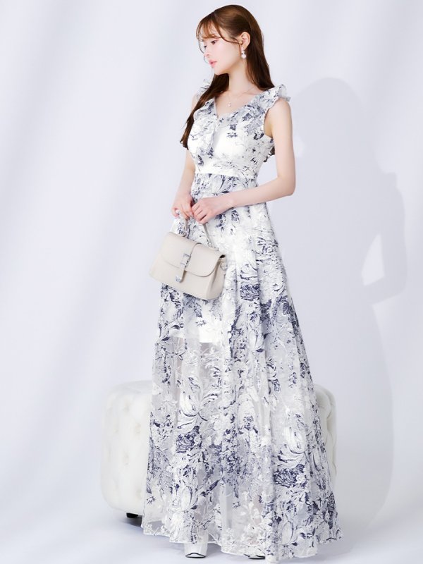 ホワイト×ネイビー　モデル：ゆめ　身長：160cm　着用サイズ：7号(Sサイズ)