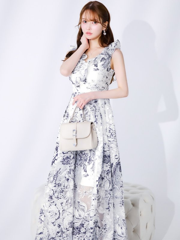 ホワイト×ネイビー　モデル：ゆめ　身長：160cm　着用サイズ：7号(Sサイズ)