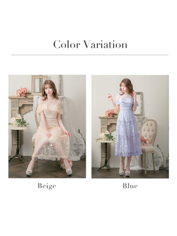 画像19: XS-Lサイズあり【SETTAN/セッタン】フラワーレース/ フリル/ オフショル/ ミモレ丈/ワンピース/ミニドレス/ キャバドレス[OF2]