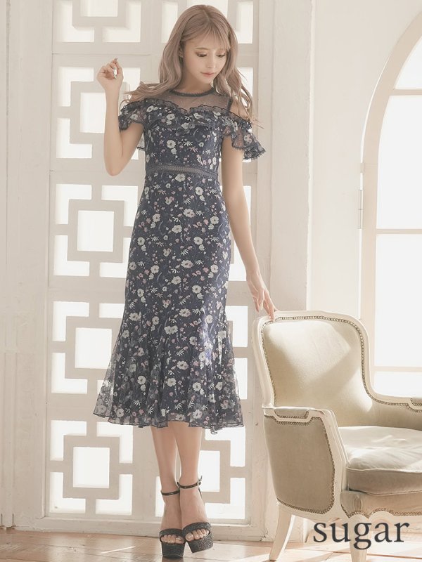 画像7: XS-Lサイズあり【SETTAN/セッタン】フラワーレース/ パステルカラー/ フリル/ マキシ丈/ワンピース/ミニドレス/ キャバドレス[OF2]