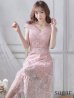 画像1: XS-Lサイズあり【SETTAN/セッタン】フラワーレース/ ドットチュール/ Aライン/ ミモレ丈/ ワンピース/ ミニドレス/ キャバドレス[OF2] (1)