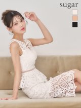 XS-Lサイズあり【SETTAN/セッタン】総レース/ ペプラム/ クラシカル柄/ 刺繍/ シースルー/ ノースリーブ/ タイト/ ミディアムドレス/ キャバドレス[OF2]