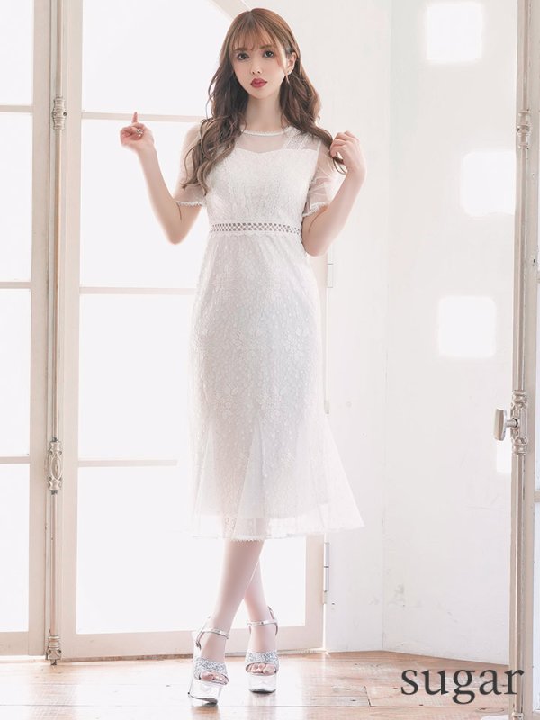 画像13: XS-Lサイズあり【SETTAN/セッタン】フラワーレース/ パフスリーブ/ ミモレ丈/ ワンピース/ ミニドレス/ キャバドレス[OF2]