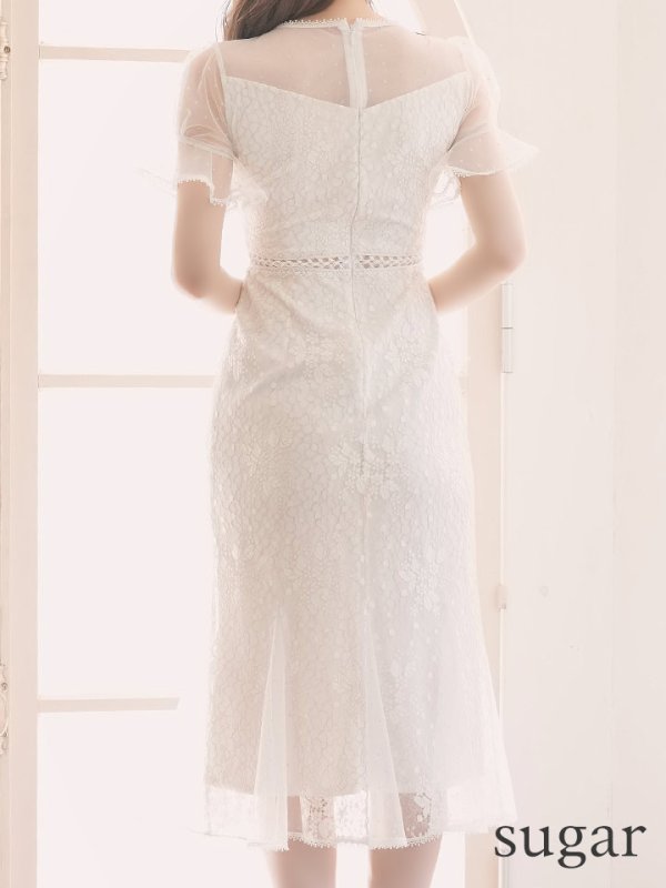 画像15: XS-Lサイズあり【SETTAN/セッタン】フラワーレース/ パフスリーブ/ ミモレ丈/ ワンピース/ ミニドレス/ キャバドレス[OF2]