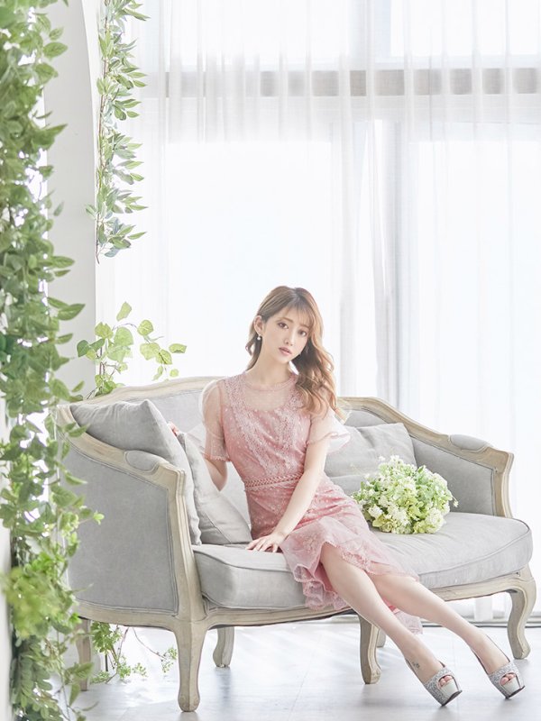 画像4: XS-Lサイズあり【SETTAN/セッタン】フラワーレース/ パフスリーブ/ ミモレ丈/ ワンピース/ ミニドレス/ キャバドレス[OF2]