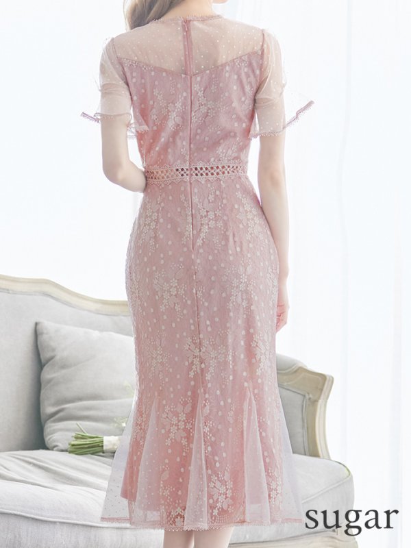 画像8: XS-Lサイズあり【SETTAN/セッタン】フラワーレース/ パフスリーブ/ ミモレ丈/ ワンピース/ ミニドレス/ キャバドレス[OF2]