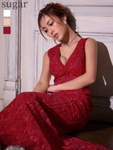 XS-Lサイズあり【SETTAN/セッタン】刺繍/ 総レース/ ノースリーブ/ Vネック/ ハイウエスト/ マーメイド/ ロングドレス / キャバドレス long[OF2]