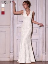 XS-Lサイズあり【SETTAN/セッタン】刺繍/ 総レース/ ノースリーブ/ Vネック/ ハイウエスト/ マーメイド/ ロングドレス / キャバドレス long[OF2]