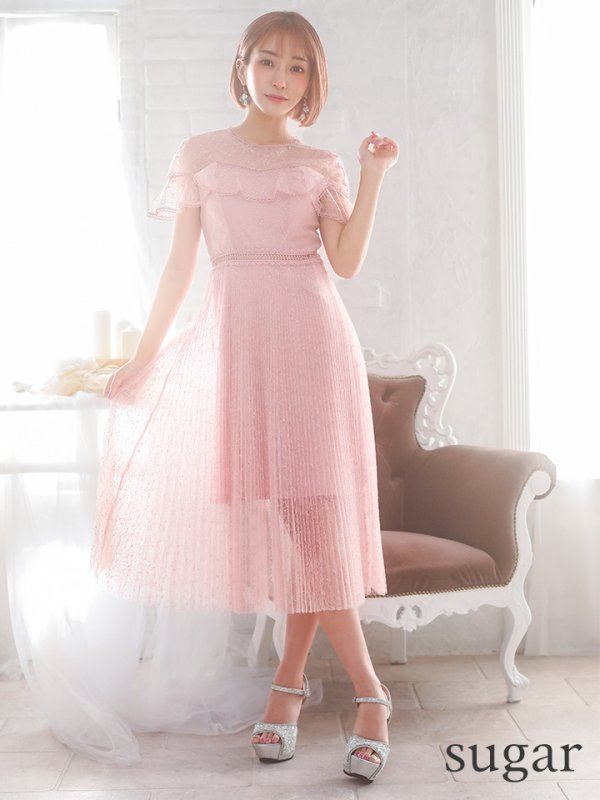 画像7: 【SETTAN/セッタン】総レース/ ショートスリーブ/ プリーツ/ ミモレ丈/ ワンピース/ ミニドレス/ キャバドレス[OF2]