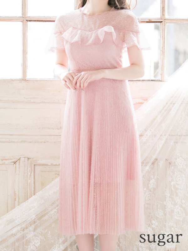 画像9: 【SETTAN/セッタン】総レース/ ショートスリーブ/ プリーツ/ ミモレ丈/ ワンピース/ ミニドレス/ キャバドレス[OF2]