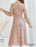画像9: XS-Lサイズあり【SETTAN/セッタン】総レース/ ハイネック/ 長袖/ 袖あり/ Aライン/ ミディアム丈/ ワンピース/キャバドレス[OF2]