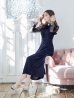 画像5: XS-Lサイズあり【SETTAN/セッタン】ベロア/ レース/ ドット/ リボン/ 長袖/ 袖あり/ Aライン/ ミディアム丈/ ワンピース/ キャバドレス[OF2]