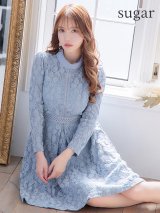 【SETTAN/セッタン】総レース/ 長袖/ 袖あり/ ハイネック/ Aライン/ ひざ丈/ ミディアム/ ワンピース/ ミニドレス/ キャバドレス[OF2]