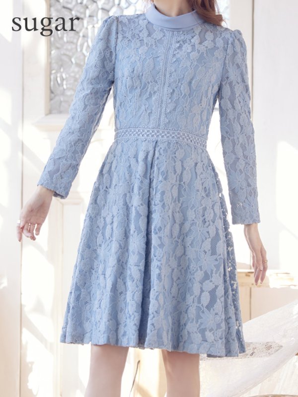 画像8: 【SETTAN/セッタン】総レース/ 長袖/ 袖あり/ ハイネック/ Aライン/ ひざ丈/ ミディアム/ ワンピース/ ミニドレス/ キャバドレス[OF2]