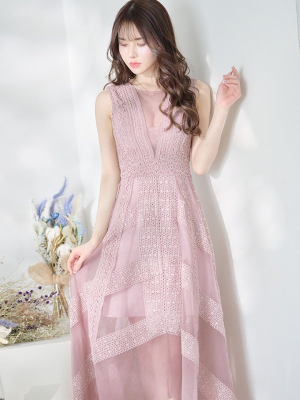 画像7: XS-Lサイズあり!!【SETTAN/セッタン】ワンピース/ レース/ アシンメトリー/ チュール/ ロング/ キャバドレス long[OF2]