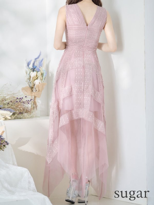 画像12: XS-Lサイズあり!!【SETTAN/セッタン】ワンピース/ レース/ アシンメトリー/ チュール/ ロング/ キャバドレス long[OF2]