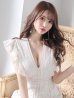 画像37: 【SETTAN/セッタン】総レース/ Vネック/ Aライン/ フリル袖/ 袖あり/ ミディアム丈/ ワンピース/ ミニドレス/ キャバドレス[OF2]