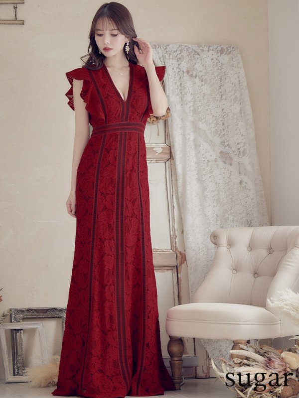 画像18: 【SETTAN/セッタン】総レース/ Vネック/ Aライン/ ワンピース/ ロングドレス/ キャバドレス long[OF2]