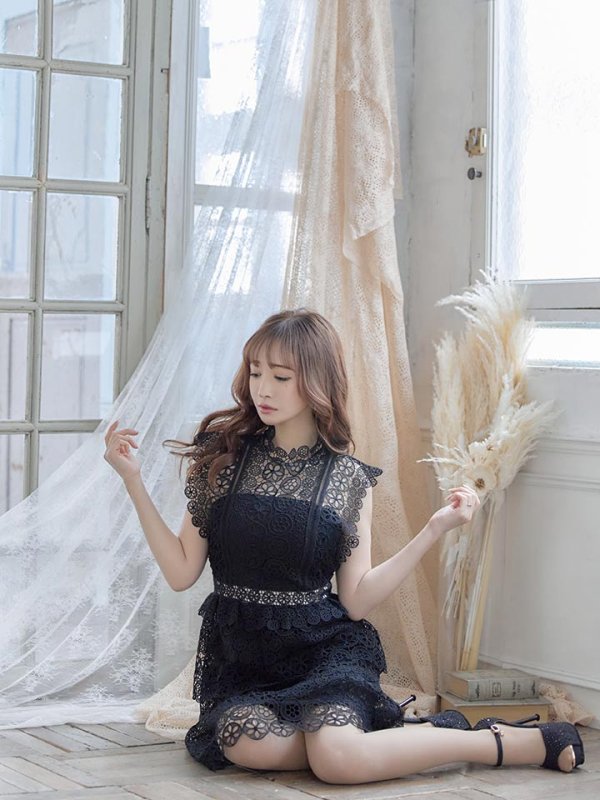 画像3: XS-Lサイズあり【SETTAN/セッタン】ケミカルレース/ ボートネック/ ノースリーブ/ワンピース/ミニドレス/ キャバドレス[OF2]