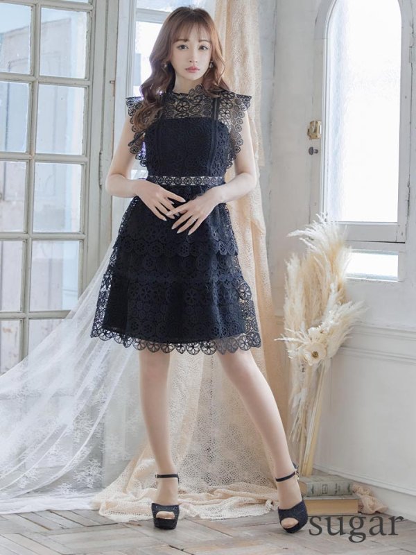 画像7: XS-Lサイズあり【SETTAN/セッタン】ケミカルレース/ ボートネック/ ノースリーブ/ワンピース/ミニドレス/ キャバドレス[OF2]