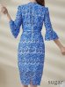 画像17: XS-Lサイズあり【SETTAN/セッタン】フラワーレース/ ベルスリーブ/ 七分袖/ 長袖/ Vネック/ ミディアム丈/ ワンピース/ タイト/ キャバドレス オレンジ[OF2]