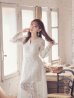 画像2: XS-Lサイズあり【SETTAN/セッタン】総レース/ Vネック/ 長袖/ 袖あり/ Aライン/ ミディアム丈/ ワンピース/ キャバドレス[OF2] (2)
