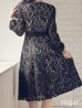 画像17: XS-Lサイズあり【SETTAN/セッタン】総レース/ Vネック/ 長袖/ 袖あり/ Aライン/ ミディアム丈/ ワンピース/ キャバドレス[OF2]