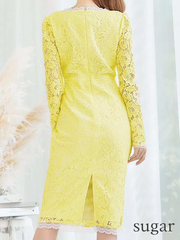 画像9: XS-Lサイズあり【SETTAN/セッタン】総レース/ ノースリーブ/ 膝丈/ ひざ丈/ ミディアム/ タイト/ ワンピース/ キャバドレス[OF2]