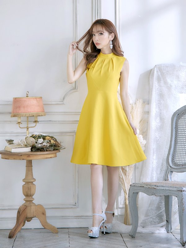 画像24: XS-Lサイズあり 【GINZA COUTURE/銀座クチュール】ノースリーブ/ ハイネック/ ワンカラー/ 膝丈/ ミディアム/ フレア/ ワンピース/ キャバドレス[OF2]