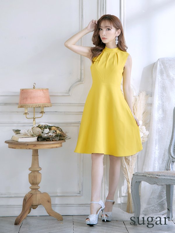 画像26: XS-Lサイズあり 【GINZA COUTURE/銀座クチュール】ノースリーブ/ ハイネック/ ワンカラー/ 膝丈/ ミディアム/ フレア/ ワンピース/ キャバドレス[OF2]