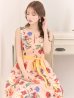 画像6: XS-Lサイズあり【SETTAN/セッタン】フラワープリント/ リボンベルト/ バストカットデザイン/ ノースリーブ/ Aライン/ フレア/ ミディアム丈/ ワンピース/ キャバドレス[OF2]