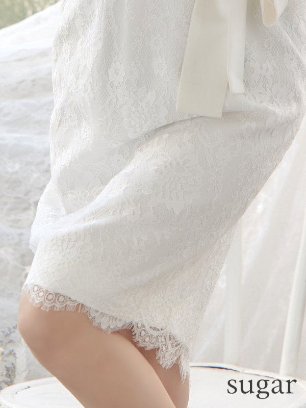 画像11: XS-Lサイズあり【SETTAN/セッタン】レース/ ウエストリボン/ 袖あり/ 長袖/ 膝丈/ミディアムタイト/ ワンピース/ タイト/ ミディアムドレス/ キャバドレス[OF2]