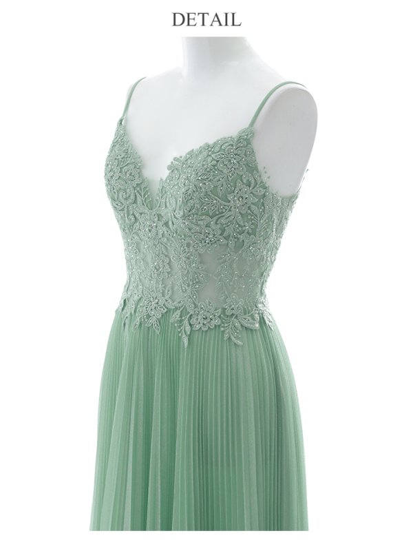 画像22: XS-Lサイズあり【SETTAN/セッタン】ワンカラー/ キャミソール/ 刺繍/ シアー/ ラメ/ プリーツ/ Aライン/ ロングドレス / キャバドレス long[OF2]