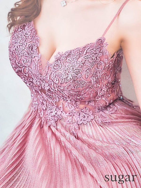 画像20: XS-Lサイズあり【SETTAN/セッタン】ワンカラー/ キャミソール/ 刺繍/ シアー/ ラメ/ プリーツ/ Aライン/ ロングドレス / キャバドレス long[OF2]