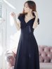 画像6: XS-Lサイズあり【SETTAN/セッタン】ワンカラー/ Vネック/ 袖あり/ 半袖/ Aライン/ ロング/ キャバドレス long[OF2]