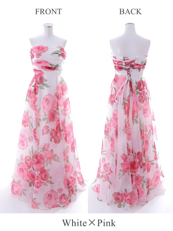 画像21: XS-Lサイズあり【SETTAN/セッタン】ベア/ フラワープリント/ タック/ Aライン/ ロングドレス/ キャバドレス long[OF2]